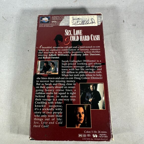 Sex Love & Cold Hard Cash VHS PG13 JoBeth Williams Universal Drama Romance - Picture 2 of 3